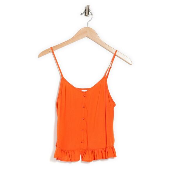 Nordstrom Orange Babydoll Camisole Top SIZE 2X Ruffle Trim Button Up Abound NEW - Picture 7 of 7